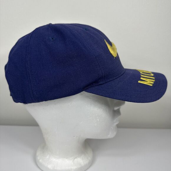 Vintage Nike Team Sports Michigan Wolverines SnapBack Big Swoosh Hat Cap Blue - Picture 6 of 13